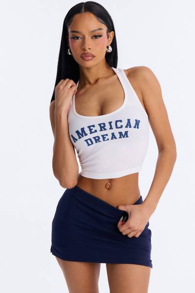 American Dream Girl Cropped Tank Top - White