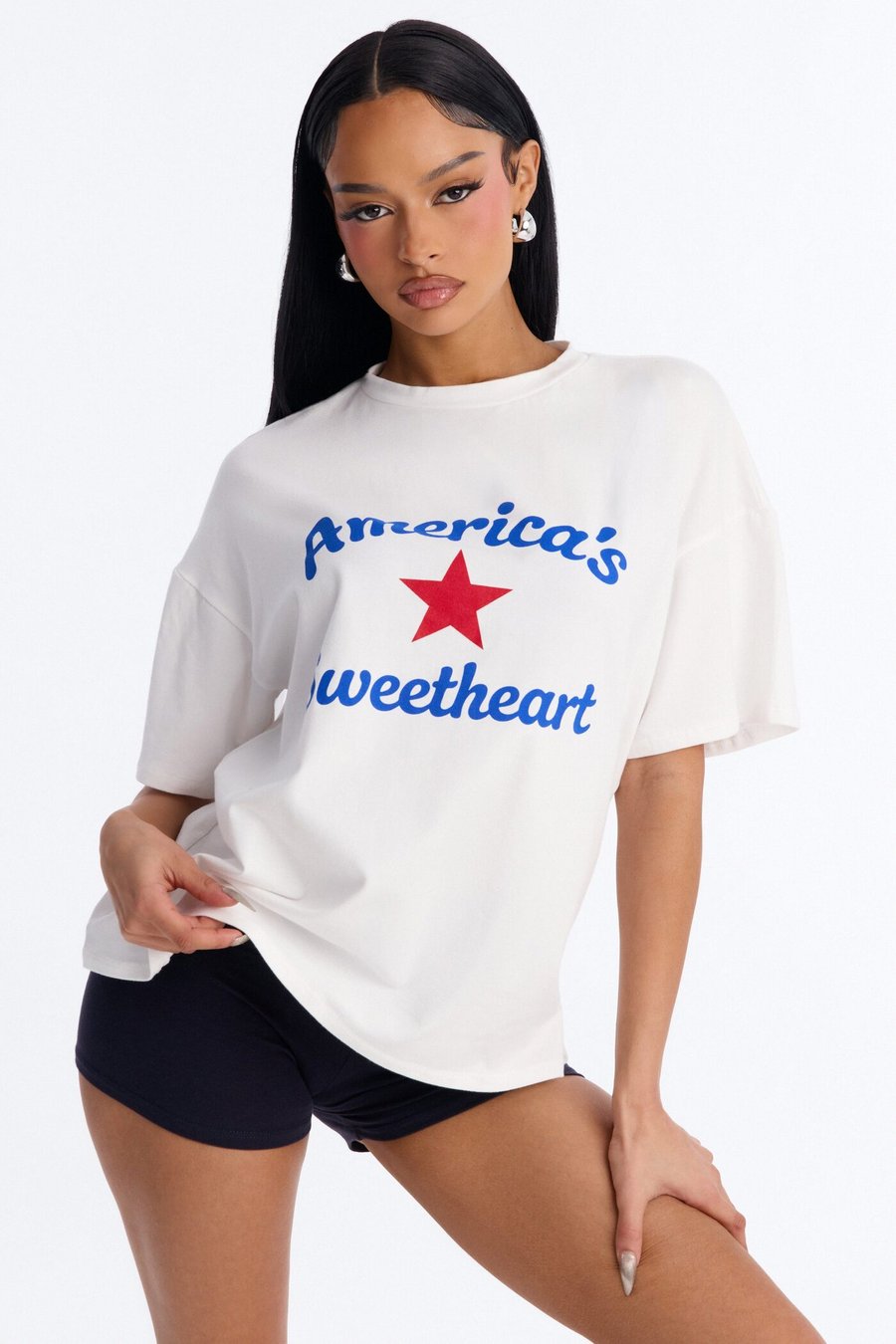 Americas Sweetheart Biker Short Set - White