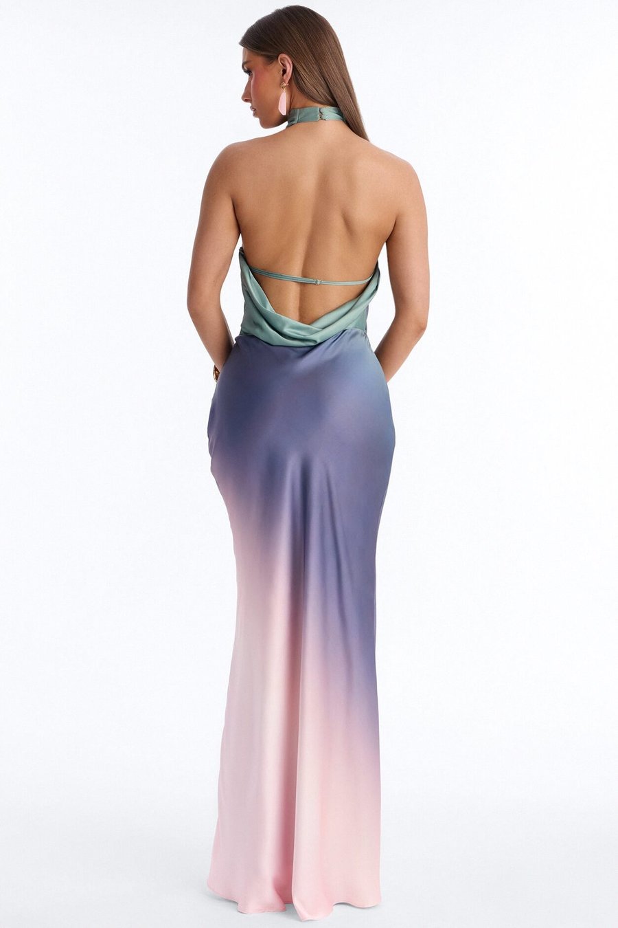 Moonlit Desire Backless Satin Maxi Dress - Purple