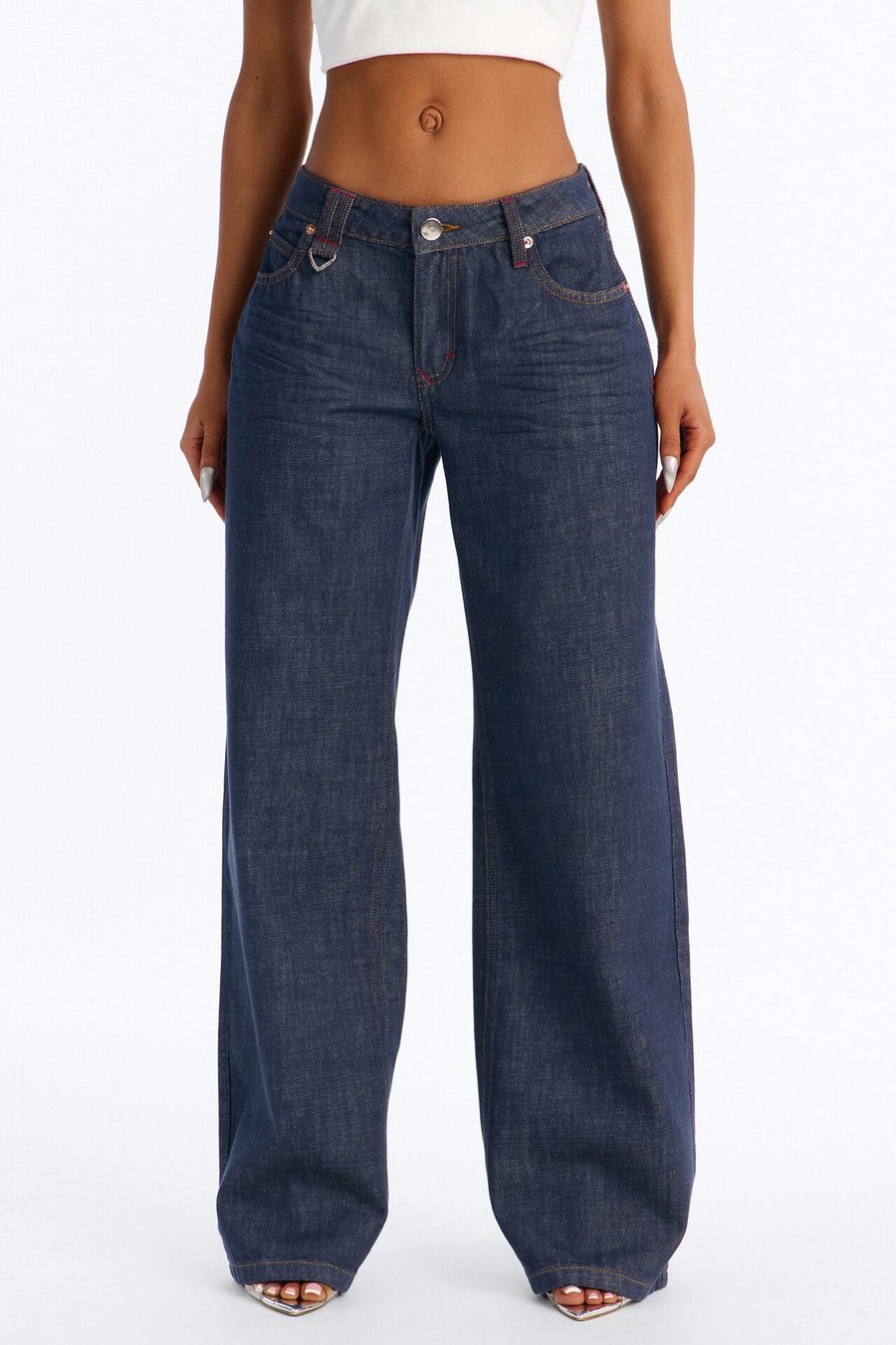 Westside Low Rise Non Stretch Wide Leg Jeans - Denim