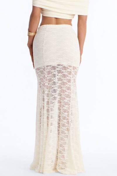 Iris High Rise Lace Maxi Skirt - Ivory