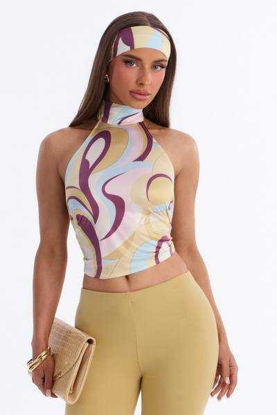 Euro Escape 2 Piece Headband and Halter Top - Yellow/combo