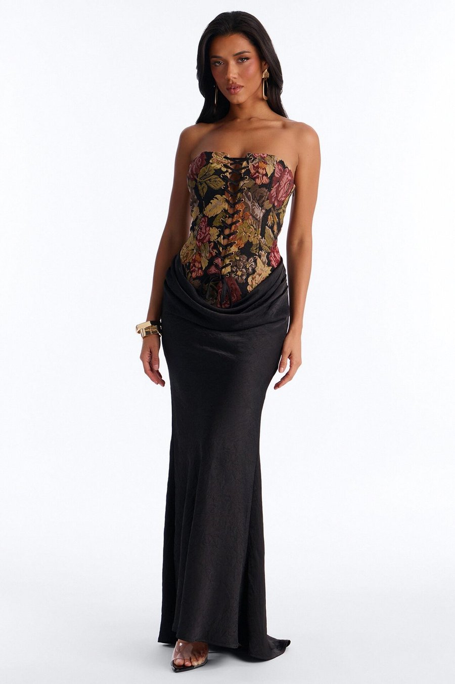 Paige Floral Jacquard Maxi Dress - Black