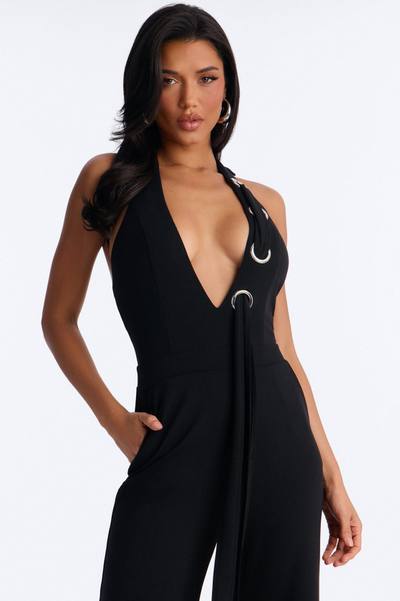 Tali Hardware Plunge Jumpsuit - Black