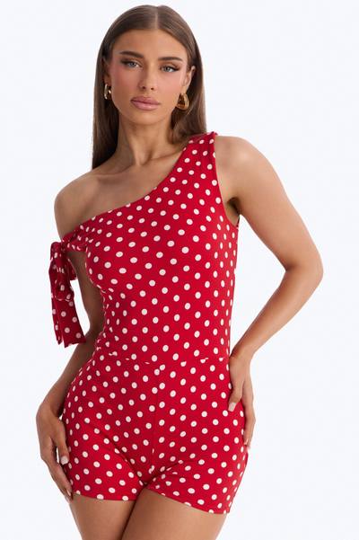 Bre Polka Dot Micro Romper - Red