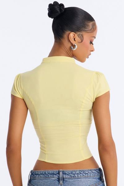 Monroe Twill Short Sleeve Top - Yellow